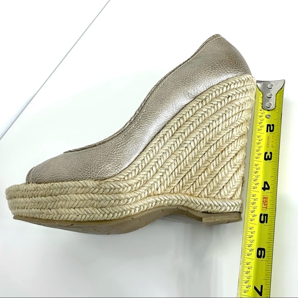 Pura Lopez Metallic Leather Open Toe Espadrille Platform Wedge size 39 - Picture 9 of 10
